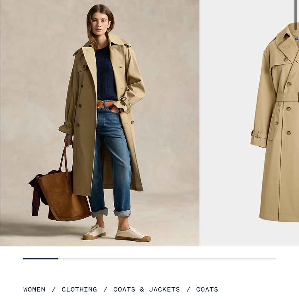 Polo by Ralph Lauren Double-Breasted Beige Twill Trench Coat - Picture 2 of 9